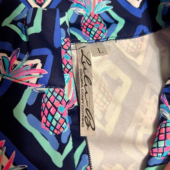 Lulu-B Pineapple Print Sleeveless Quarter-Zip Top UPF 50 Cooling Fabric L NWT lg - Picture 2 of 11
